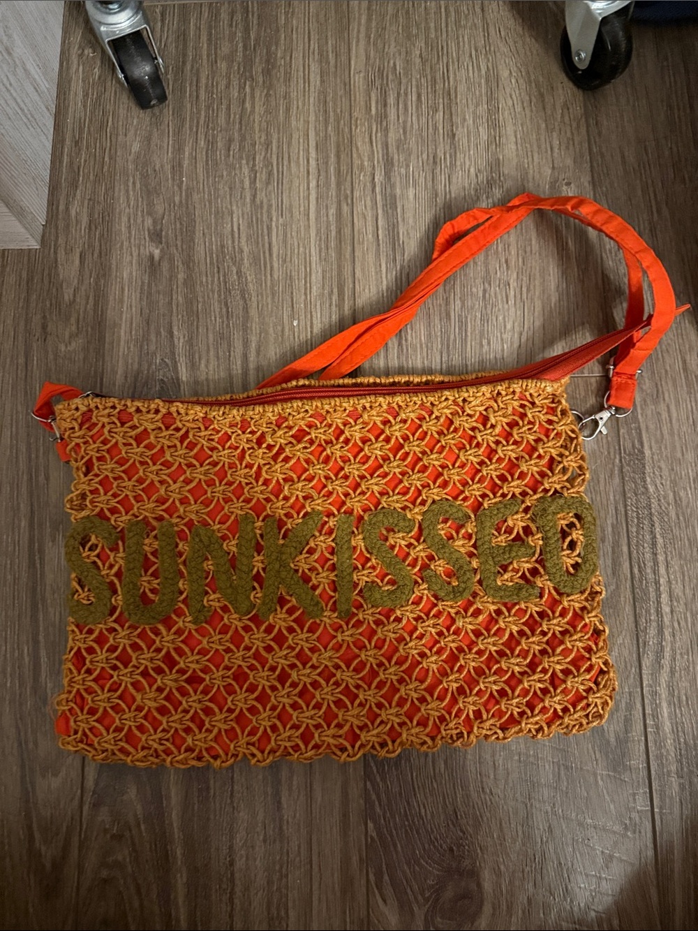 Orange Crochet Crossbody Bag